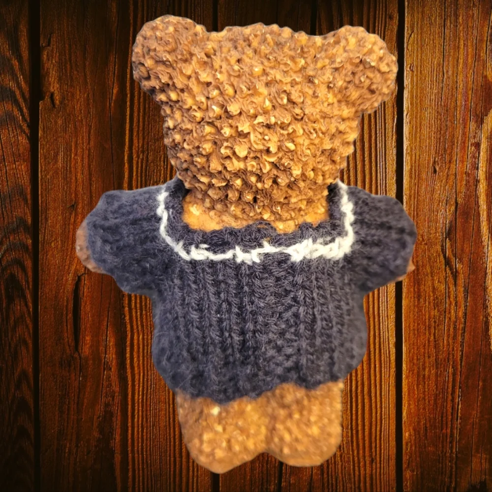 Vtg Bear Figurine Sweater Pine Christmas Tree